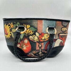 Vintage Icon Handbag Leather Still Life Sunflower Art Painting 90s Y2K NYC